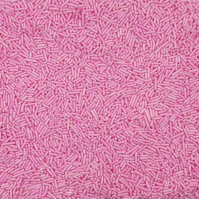 Homankit Pink Jimmies Sprinkles Edible Sprinkle Candy Soft Jimmies Toppings for Ice Cream, Cupcake, Cake, Cookie, Dessert Decorating 2.75 Ounces