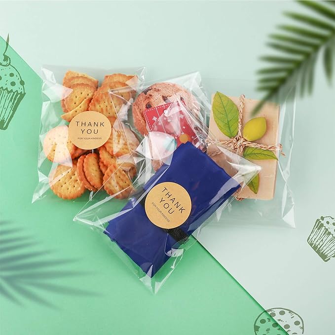 480 PCS Clear Resealable Cellophane Bags 2 Sizes with 180 PCS 3.5×5 Inches, 300 PCSS 4×6 Inches Good for Bakery, Snacks, Candle, Soap, Cookie, Cards.