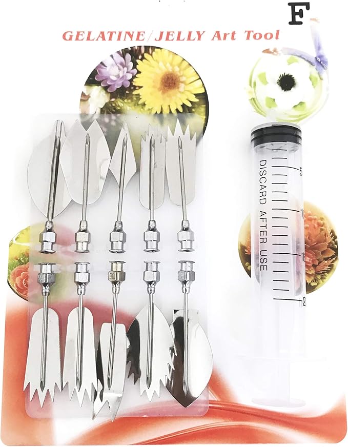 Woohome Art Cake Tools, 3D Gelatin Jelly Tools Includes 60 PCS Gelatin Tools and Making Pudding Pastry Nozzles for Cake Decoration, Jelly Cake making, (Style: ABCDEF)