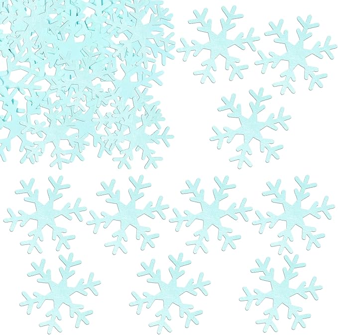 Gyufise 60Pcs Edible Snowflake Cupcake Toppers Winter Cupcake Picks Water Paper Winter Frozen Cake Decorations for Snowflake Theme Baby Shower Kids Birthday Party Supplies Blue