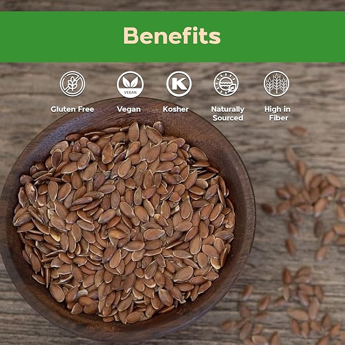 Sincerely Nuts Brown Flax Seed- (5 LB) Vegan, Kosher & Gluten-Free Food-Fiber-Rich Addition to Baked Goods, Salads & More-Plant-Powered Essential Fatty Acid-Add to Granola, Trail Mix, and Protein