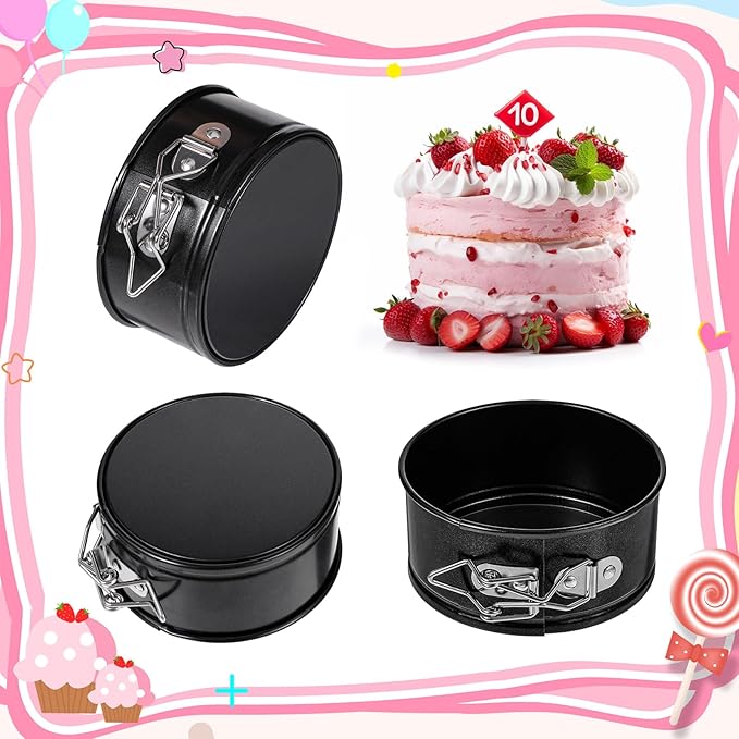 8 Pcs Mini Springform Pans 4 Inch Springform Pan for Cheesecake Small Leakproof Cake Pans Round Mini Cheesecake Pan with Removable Bottom Nonstick Tiny Baking Mini Cheesecake Molds