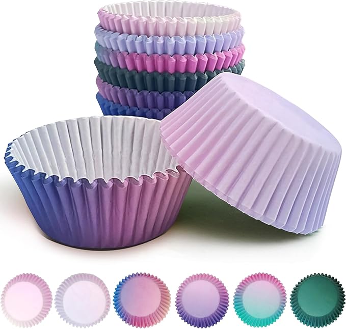 qiqee 300-Count Cupcake Liners Standard Cupcake Cups 6 Design Cupcake Papers Baking Cups Cupcake Wrappers (Standard Size)