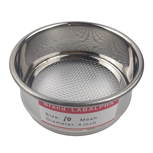LABALPHA 10 Mesh Lab Sieves, Test Sieve #10 Mesh, 4'' Diameter, 304 Stainless Steel Wire Cloth (2mm)