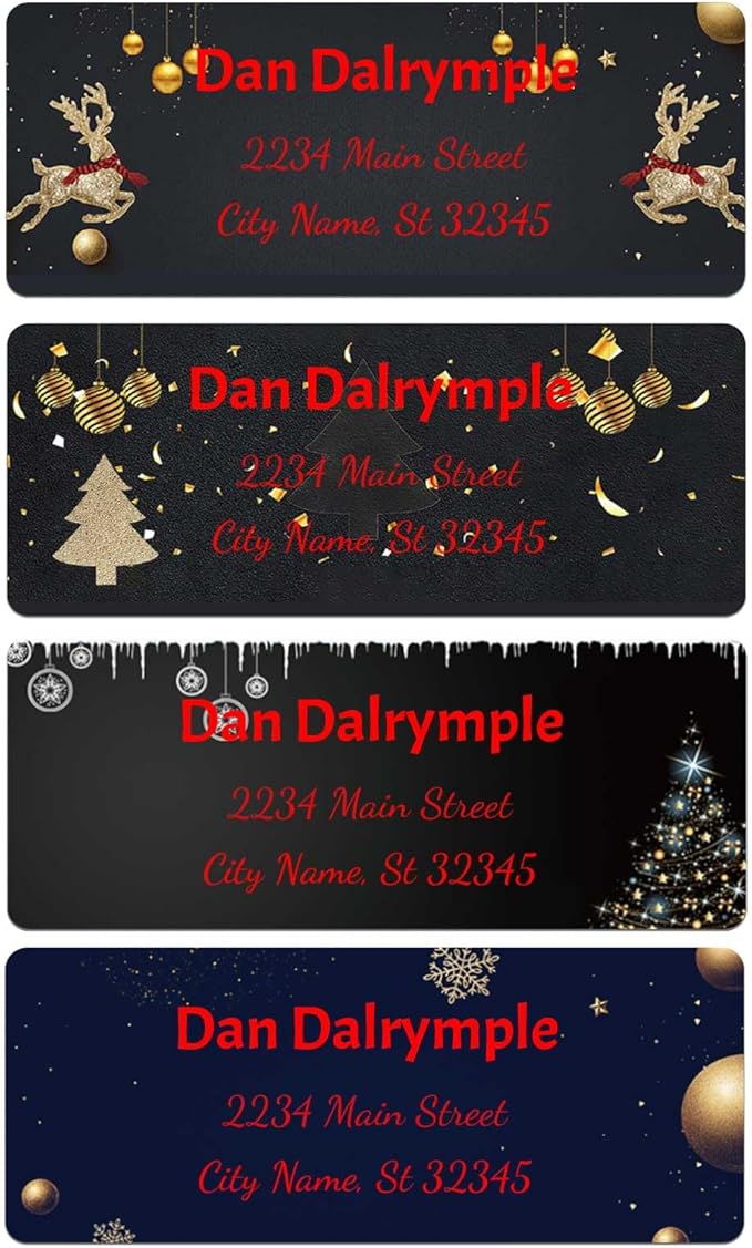 Personalized Address Labels mailing Labels Stickers Personalized Christmas Stickers 150pcs in Paper, Vinyl, Kraft Paper, Clear Material 0.75inchx2.5inch(Style 9)