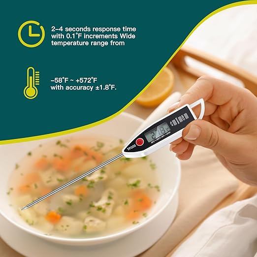 3 Set Waterproof Food Thermometer for Water, Liquid, Candle and Cooking Digital Meat Thermometer with Long Probe Instant Read for Kitchen BBQ Grill Candy (White)