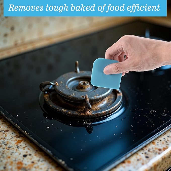 8 Pcs Pan Dish Scraper Tool Pot Food Scraper Nylon Non-Scratch Scrapers Non-Slip High Heat Resistant Cast Iron Cleaning Scrapers for Multifunctional Kitchen Grease Burnt Food