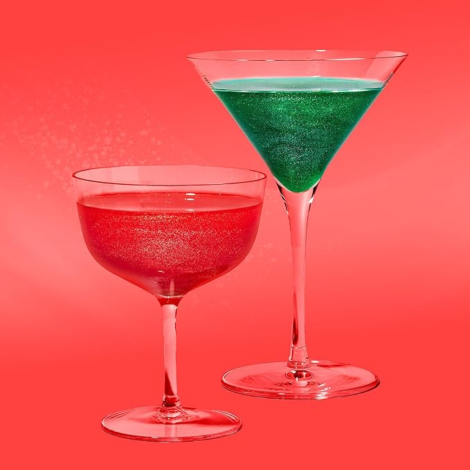 Fancy Sprinkles Limited Edition Holiday Mistletoe Magic Ruby Red and Emerald Green Edible Glitter Packets Portable & On-The-Go for Sparkling Drinks, Champagne, Cocktails, Wine, Beer, & more. (1 Pack)