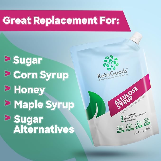 KetoGoods Allulose Simple Syrup: No carbs/calories, Keto friendly, No glycemic impact (1 Pound (Pack of 1))