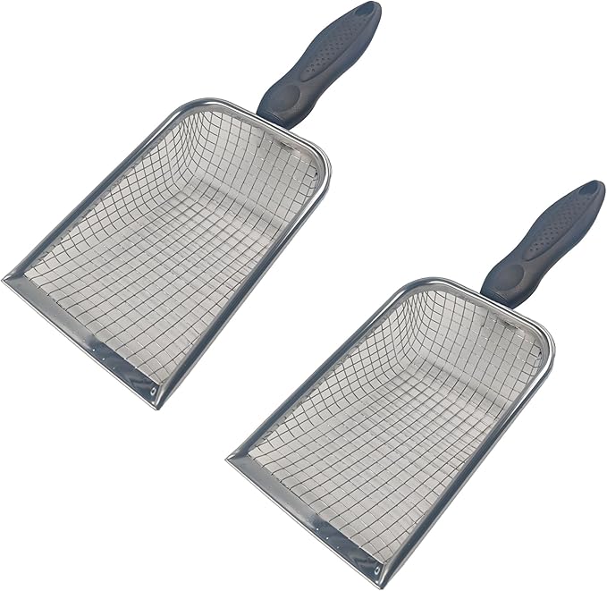 2Pcs Soil Sifter for Gardening, Stainless Steel Garden Sieve with Handle - 5mm Mesh Dirt Sifter for Compost Sand Rocks, Heavy-Duty Gardening Tool for Potting Landscaping and Planting