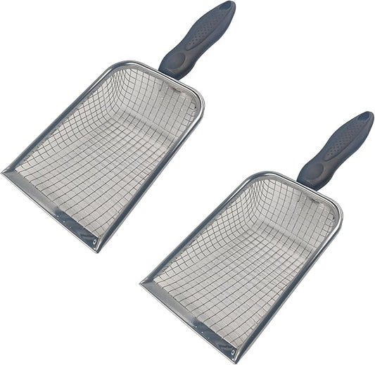 2Pcs Soil Sifter for Gardening, Stainless Steel Garden Sieve with Handle - 5mm Mesh Dirt Sifter for Compost Sand Rocks, Heavy-Duty Gardening Tool for Potting Landscaping and Planting
