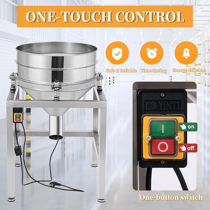 110V Electric Powder Sifter Machine, 19.6" Automatic Vibrating Flour Sieve Shaker with 40 Mesh & 100 Mesh Stainless Steel Screens, High-Speed Sifting Machine for Baking, Food