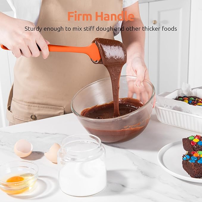 High Heat Resistant Silicone Spatulas: U-Taste 480ºF Hot Proof Food Grade Flexible Silicon Baking Scraper, Food Grade Rubber Kitchen Cooking Mixing Utensils for Nonstick Cookware Set of 4 (Orange)