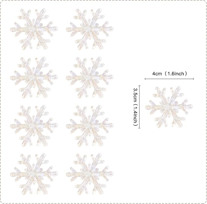 15 Piece White Resin Snowflake Cupcake Toppers Sparkling Winter Frozen Theme Snowflake Cupcake Winter Wonderland Baby Gift Party Children's Birthday Christmas Party Cake Decoration Supplies