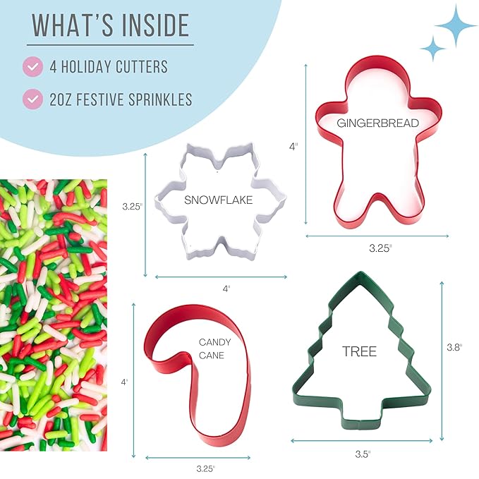 Sweets Indeed Frosting Kit plus Sprinkles Frosting Tubes nozzles 11.71 ounces Perfect for baking and cookie decoarting (Holiday Cookie Cutter Set)
