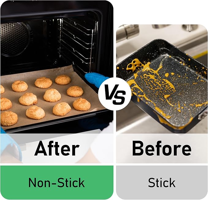 EcoDispose Non-Stick Precut Parchment Paper Baking Sheets Full Pan liner for Bake (12-3/16" x 16-3/8",Unbleached,500,PCS)