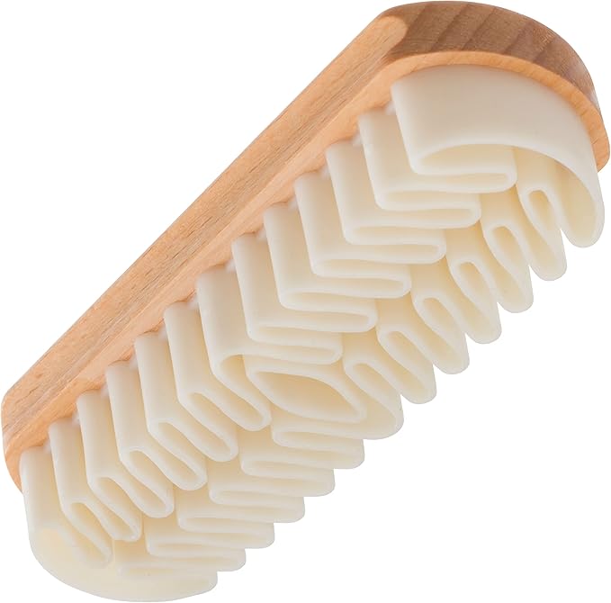 Redecker Rubber Crepe Suede Brush with Waxed Beechwood Handle, Safely Cleans Nubuck Leather, 5-Inches Long