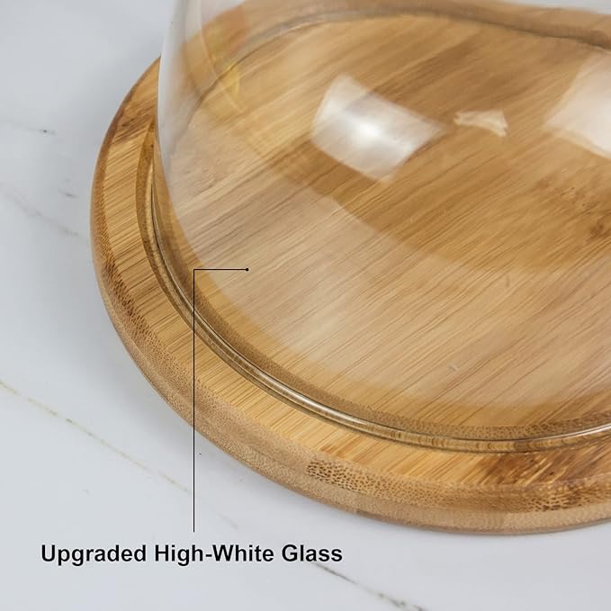 7.1''Glass Dessert Dome with Base, Mini Decorative Cake Tray with Glass Dome Cover, Cake Fruit Display Server Tray for Kitchen, Birthday, Wedding, Appetizer Dessert and Cheese Serving Platter