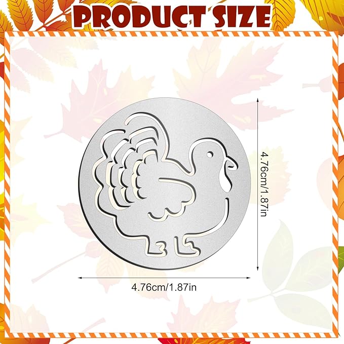 Nuenen 12 Pcs Thanksgiving Cookie Press Set Cookie Press Discs Stainless Steel Stencils Metal Mold Disc for Baking Holiday Cakes Thanksgiving Birthday Cake Decoration, 12 Style (Natural)