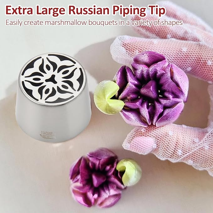 Extra Large Russian Piping Tips for Marshmallows Stainless Steel Flower Frosting Nozzles many styles Cake Decorating Baking tool for Buttercream, Cupcakes Cookies(SL41)