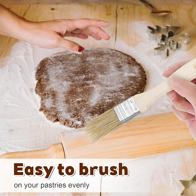 3 Pcs Pastry Brushes, 3 Sizes Natural Bristle Pastry Basting Brush, Food Oil Brushes for Butter Sauce Marinade, Kitchen Tools, Cooking Food