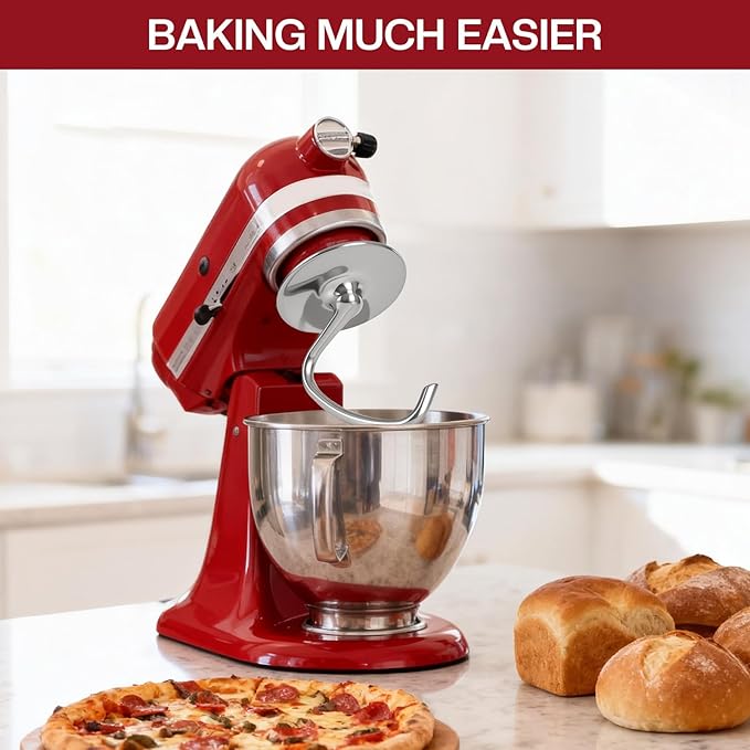Stainless Steel Dough Hook for Kitchenaid 4.5-5 Qt Tilt-Head Mixers,Dishwasher Safe,Heavy-Duty Replacement K45DH for kitchen aid Dough Hook Attachment