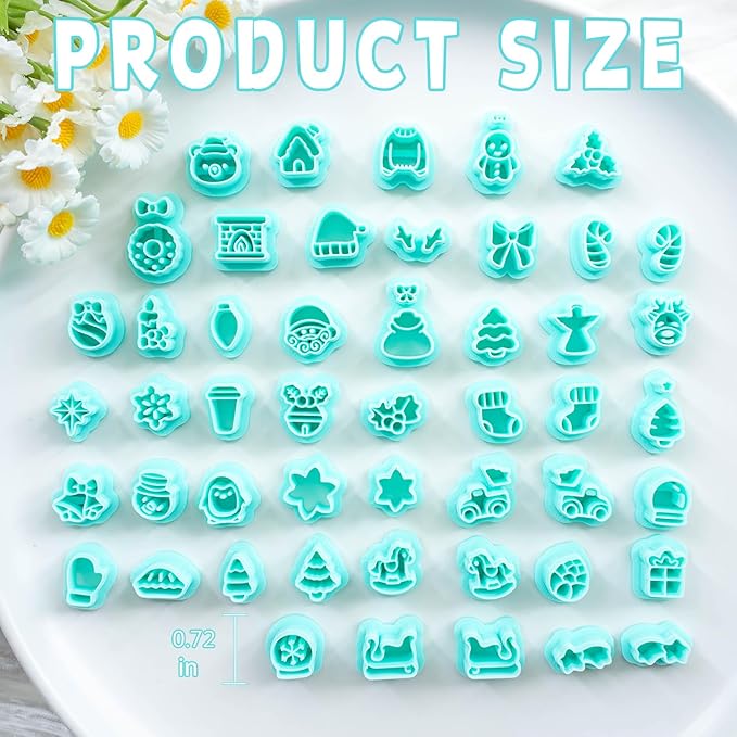 49 Shapes Christmas Studs Clay Earrings Cutters, Christmas Tree Polymer Clay Cutters for Polymer Clay Jewelry