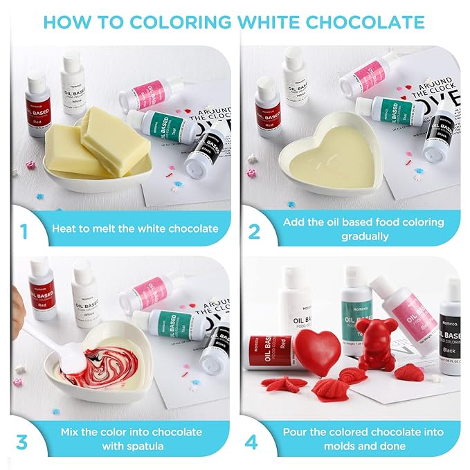 Oil Based Food Coloring for Chocolate - 30 Milliliters Upgraded Light Blue Oil Food Color for Baking Cake Decorating, Edible Food Dye for Candy Melts Cookies Easter Egg Icing Fondant Meringues
