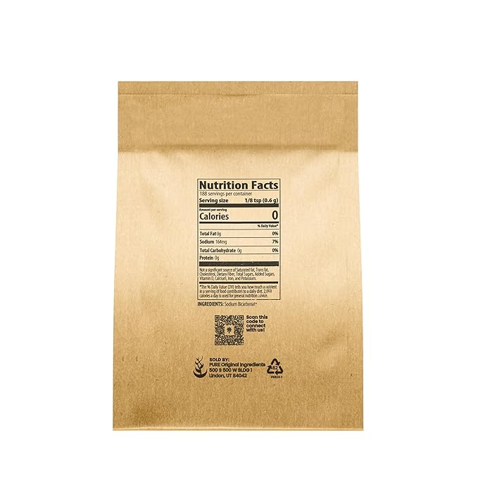 Pure Original Ingredients Sodium Bicarbonate (Baking Soda) (4 oz) Always Pure, No Fillers Or Additives, Eco-Friendly Packaging (Pack of 2)
