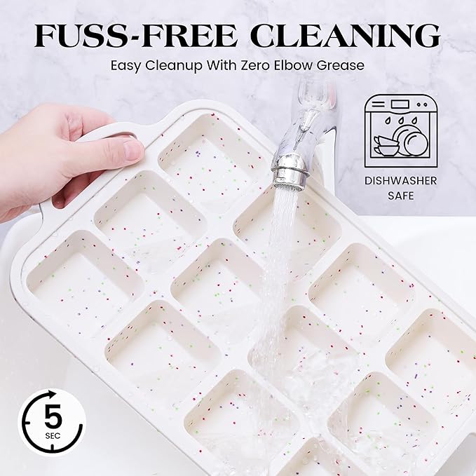 1 Pc Brownie Pan With Dividers Silicone Nonstick Mini Individual 12 Cup Square Muffin Cupcake Pans with Metal Frame(Cream)
