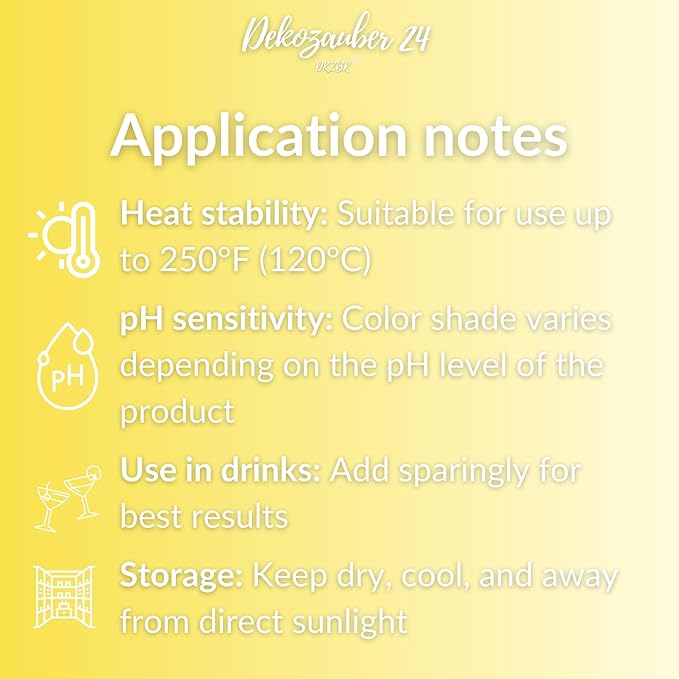 Dekozauber24 Natural yellow food coloring, 0.35oz edible powder, dye free, vegan, plant based and gluten free color for baking