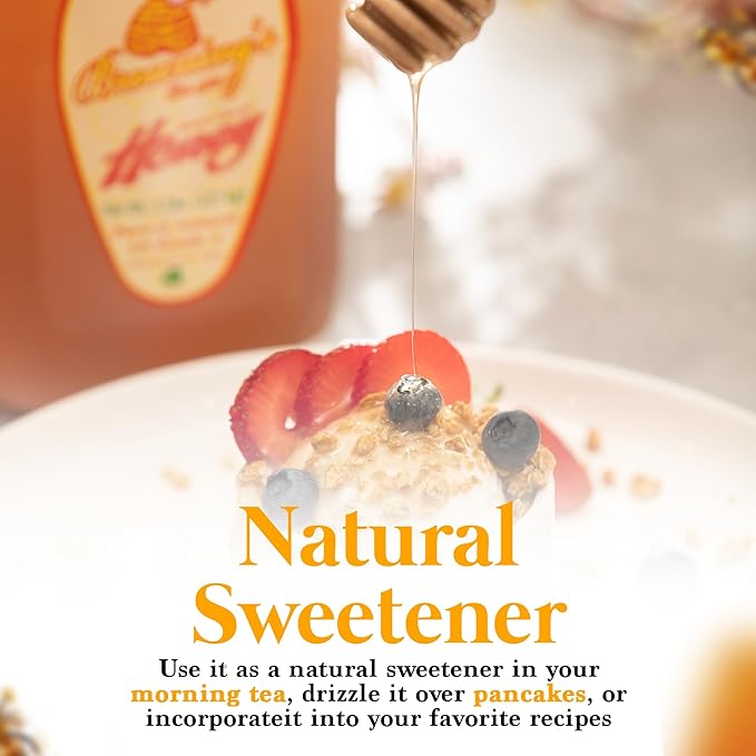 Browning's Honey Jug - Pure Raw Clover Honey, Natural Sweetener, Unfiltered and Unpasteurized, Perfect for Cooking, Baking, and Beverages (5 lb Jug)