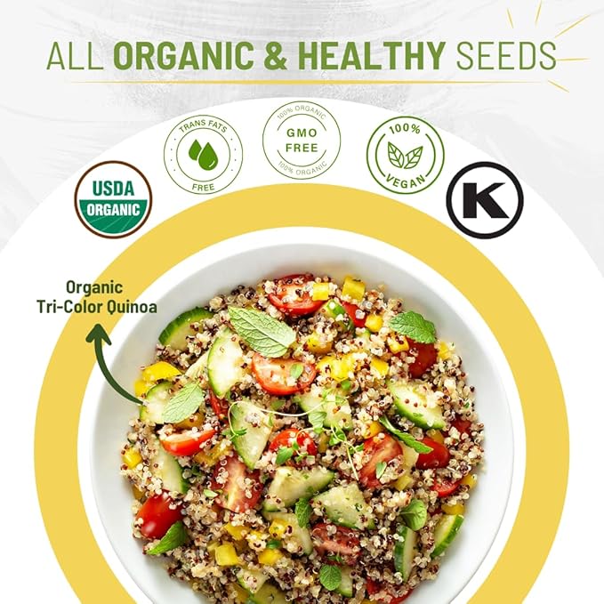 Sunbest Natural Organic Tri-Color Quinoa, Non-GMO, Vegan, Kosher, 16 Oz., 2-Pack
