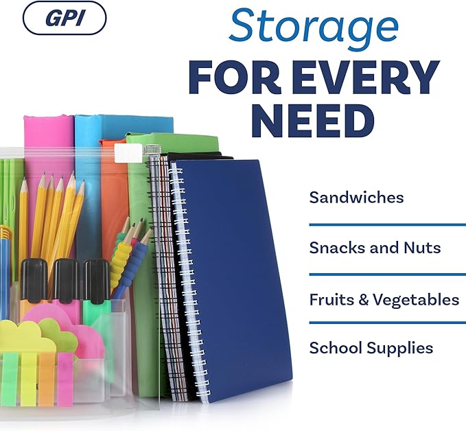 1000 Count - Slider Zip Food Storage Snack Bags, 6" x 9" 3 Mil Heavy Duty, Strong & Durable for Freezer Storage, for Food, Snacks & More. GPI