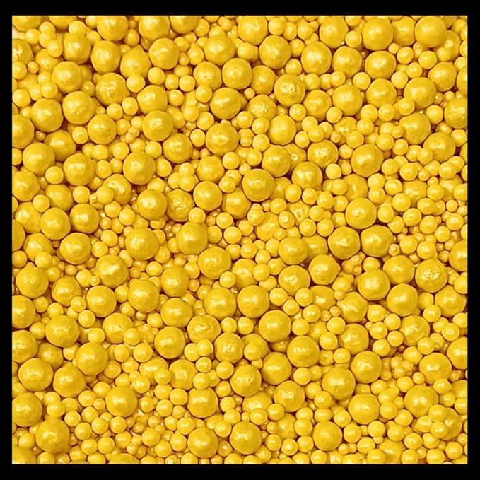 Confect Love Yellow Disco Ball Candy Sprinkles – Edible Decorative Sugar Pearls for Cake, Cupcake & Dessert Decorating | Vegan, Gluten-Free, Soy-Free, Dairy-Free, Palm Oil-Free – 4.2 Oz