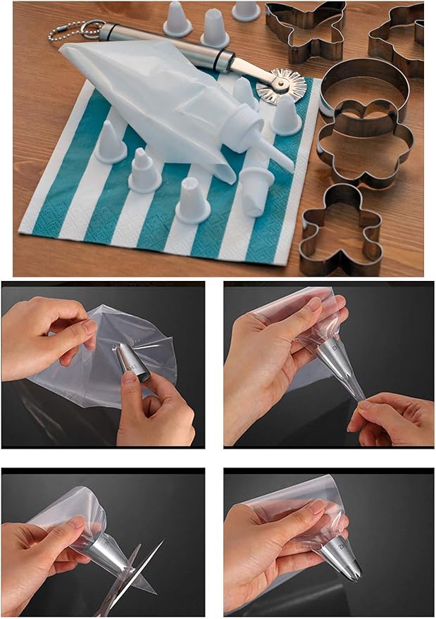 Piping Pastry Bag Pack of 100 Plastic Disposable Cream Pastry Bag Cake Icing Sugarcraft Cupcake Piping Decorating Tool For Baking Supplies (Large -White)