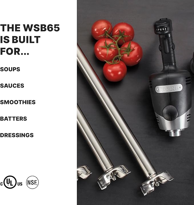 Waring Commercial Big Stix Heavy Duty Stick Immersion Hand Held Blender, 14" Removable Shaft, 1 HP, 700 Watt, Variable Speed, Professional Restaurant Kitchen Grade, 50 Gal Capacity, 120V, 5-15P WSB65, 18 Inch Shaft | 235 Gallon Capacity