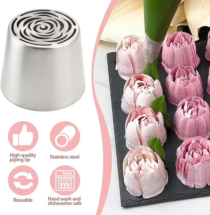 Extra Large Russian Piping Tips for Marshmallows Stainless Steel Flower Frosting Nozzles many styles Cake Decorating Baking tool for Buttercream, Cupcakes Cookies(SL69)