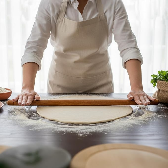 Beech Wood Turkish Oklava Rolling Pin – Non-Stick Oil-Infused Smooth Surface for Dough, Cookies, Pastry, Pizza & Bread – Traditional 18.7 Inch (48 cm) Kitchen Roller for Home & Professional Bakers