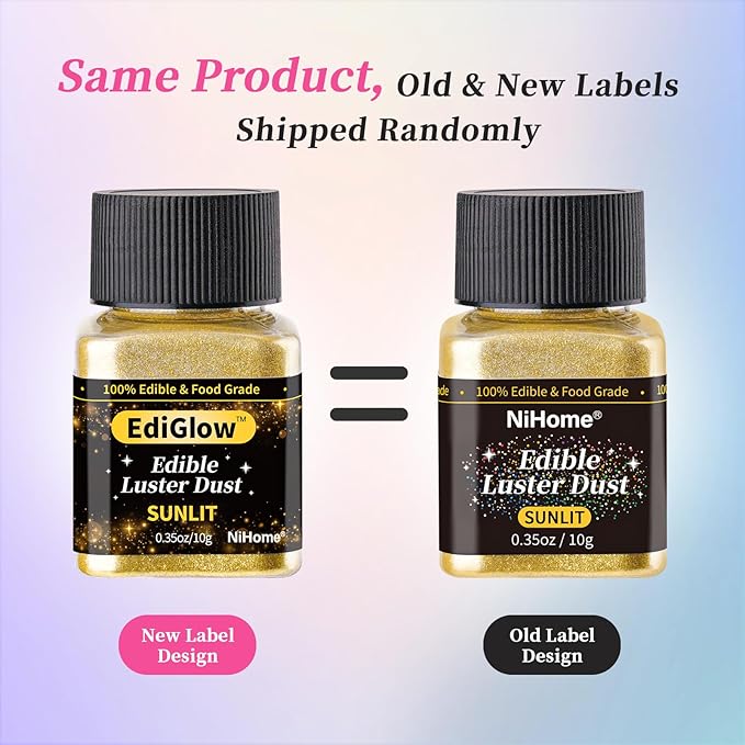 NiHome Edible Food-Grade Glitter Powder Glimmer Luster Dust Metallic Fancy Food Decorating Sprinkle Glimmery Dust for Drink Wine Beverage Cake Dessert Home Bakery Vegan Allergen-Free (White, 10g)