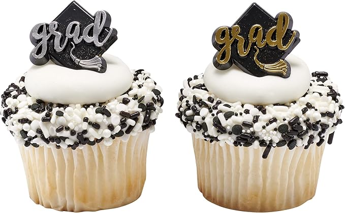 DecoPac Graduation Fusion Mix Candy Sprinkles, 26oz, Fancy Sprinkles in Handheld Container, Edible Black And White Sprinkles For Celebration Cakes, Cupcakes, Cookies and Donuts
