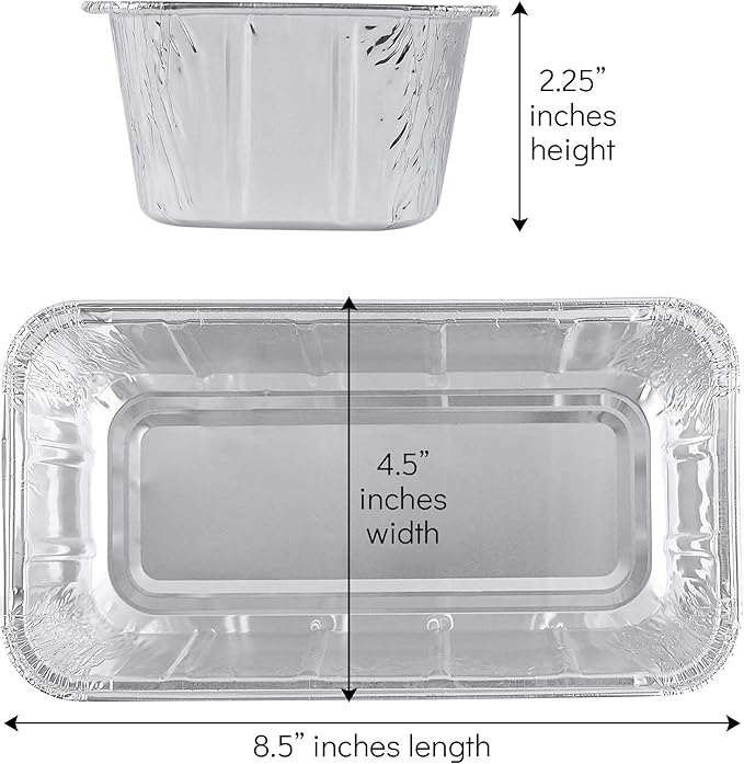 PLASTICPRO [2 Lb 10 Pack Disposable Loaf Pans Aluminum Tin Foil Meal Prep Bakeware - Cookware Perfect for Baking Cakes, Bread, Meatloaf, Lasagna 2 Pound 8.5'' X 4.5'' X 2.25''