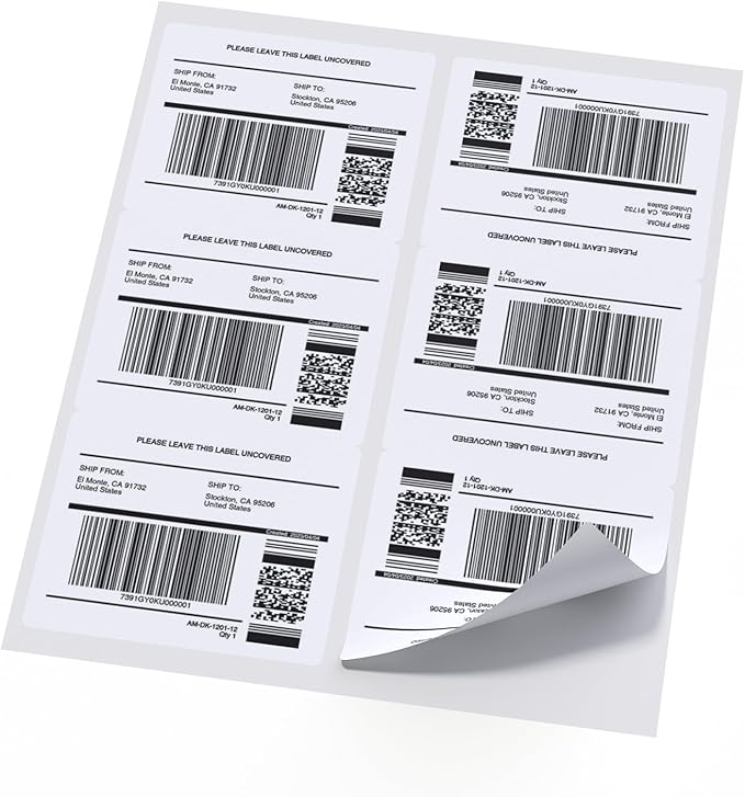200 Sheets 【1200 Labels】 FBA Box Labels, 3-1/3" x 4" Shipping Address Labels for Laser & Inkjet Printers, Product Labels, 6 per Page Printable Mailing Label, Matte