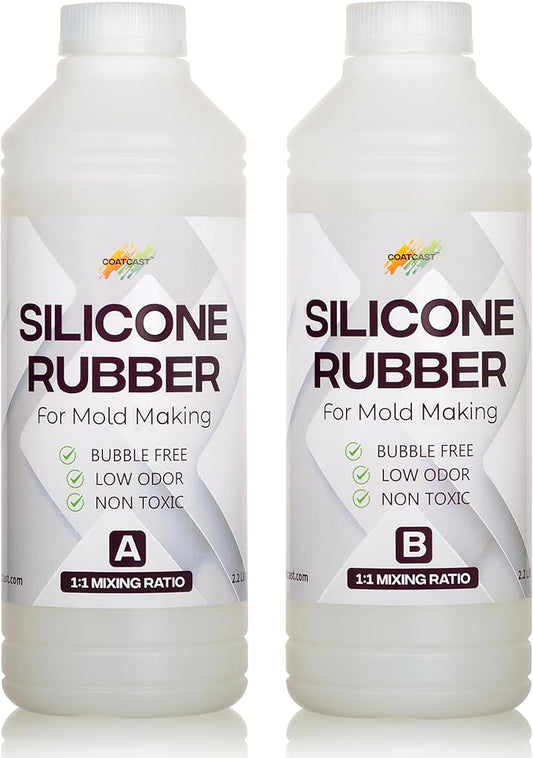 Silicone Rubber Kit 18A for DIY Mold Making (35.2 oz) - Super Elastic, Translucent, Fast Cure, Non-Toxic, 1:1 Ratio Liquid Silicone for Resin and 3D Molds (2.2 Pounds)