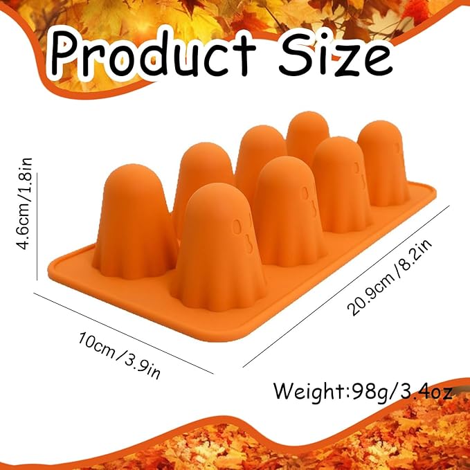 2 Pcs Halloween Silicone Molds for Chocolate 3D Ghost Silicone Mold Cute Spooky Halloween Chocolate Molds for Sugar Cake Soap Candy Mold Jelly Making DIY Tools