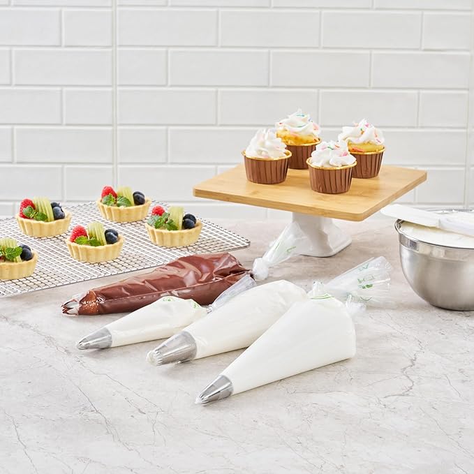 Restaurantware Pastry Tek 21 Inch Piping Bags 100 For Icing Pastry Bags - Disposable Food Grade Clear Plastic Decorating Bags Non Slip For Frosting Cupcakes Cakes And Pies