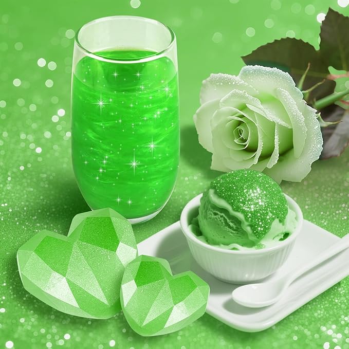 Green Edible Glitter Spray 5g, Shimmer Edible Glitter for Cocktails, Food Grade Luster Dust for Beverages & Cake Decorating, Drinks, Baking, Chocolate