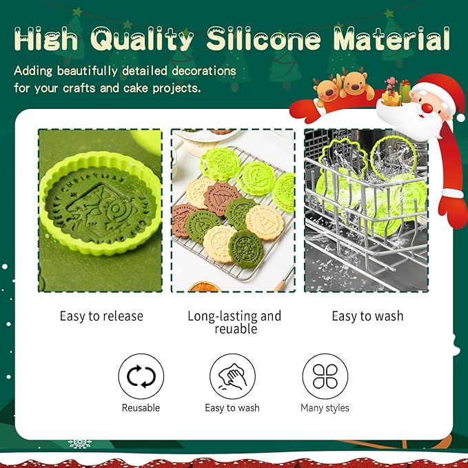 KALAIEN 12Pcs Christmas Cookie Cutters,Personalized Cookie Stamp,Cookie Stamps for Baking Cookies Biscuit Baking Tools Embossing Cookie Molds