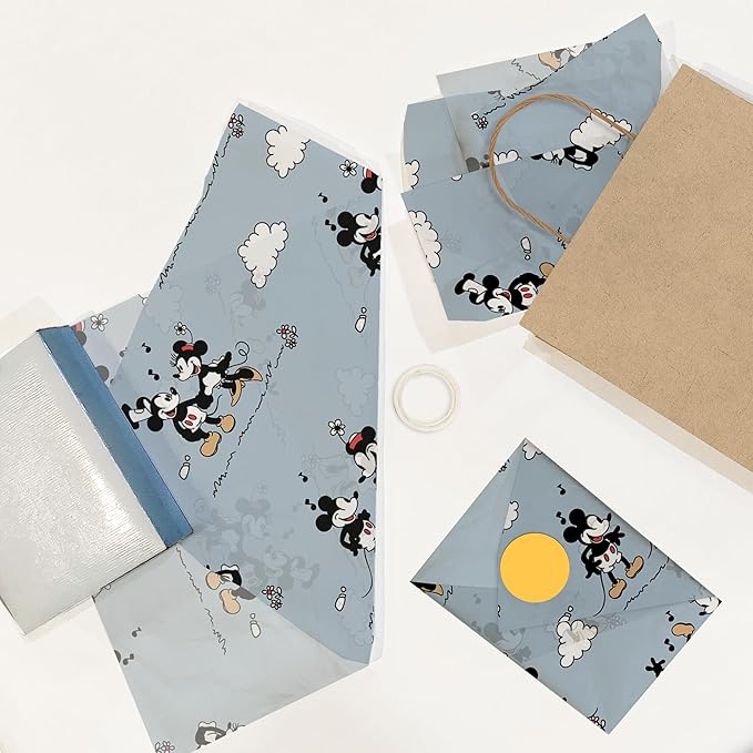 Pro Supply Global Vintage Cartoon Mouse Printed Tissue Paper for Gift Bags or Boxes and Wrapping - Baby Shower Bulk Decorative Art Tissue Paper for Packaging and Gifting | 24 Sheets 20" x 30"