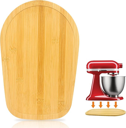 Mixer Slider Compatible with 3.5 QT Kitchen Aid Stand Mixers, Kitchen Countertop Storage Mover Sliding Caddy Mixer Slider Mat for Kitchen Aid Stand Mixer Accessories Attachment (Bamboo - Natura)